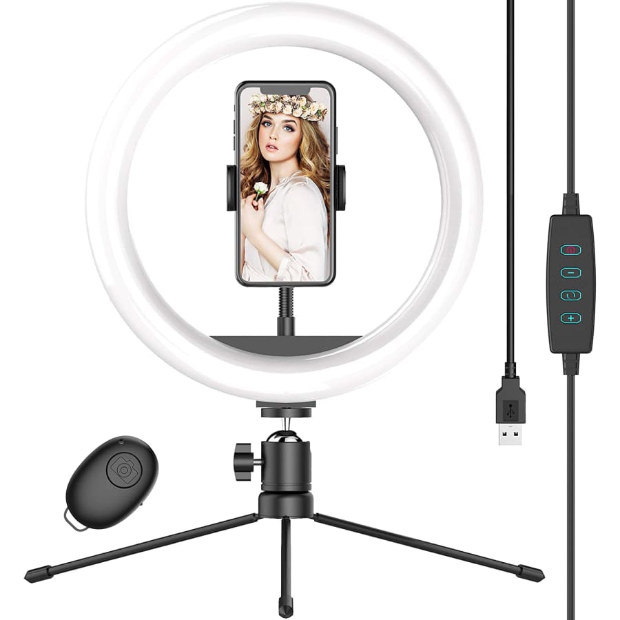 Waulnpekq 10" Selfie Ring Light with Tripod Stand for $6