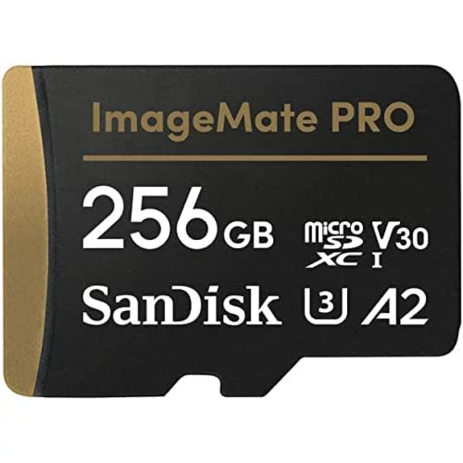 SanDisk 256GB ImageMate PRO microSDXC UHS-1 Memory Card with Adapter - C10, U3, V30, 4K UHD, A2 for $25