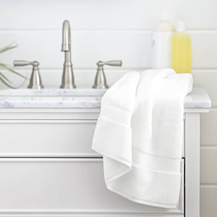 Amazon Brand Pinzon Heavyweight Luxury Cotton Hand Towel - 30 x 20 Inch, White for $12
