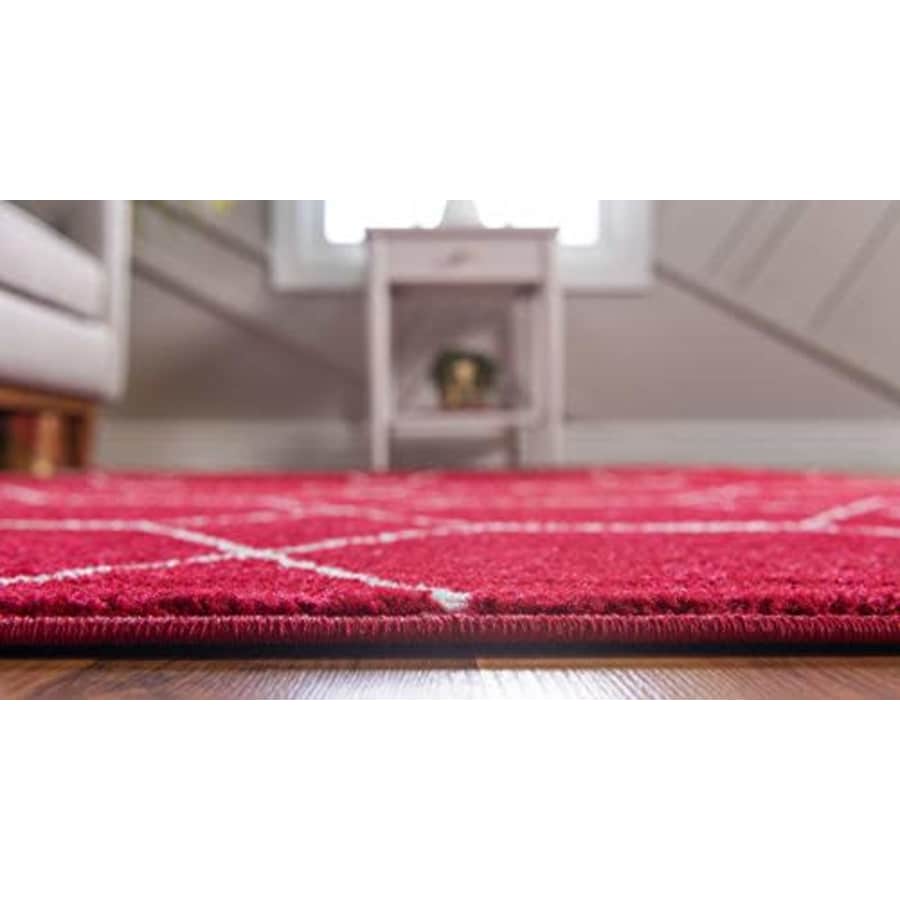 Unique Loom Trellis Frieze Collection Lattice Moroccan Geometric Modern Red Runner Rug (2' 0 x 6' 0) for $37