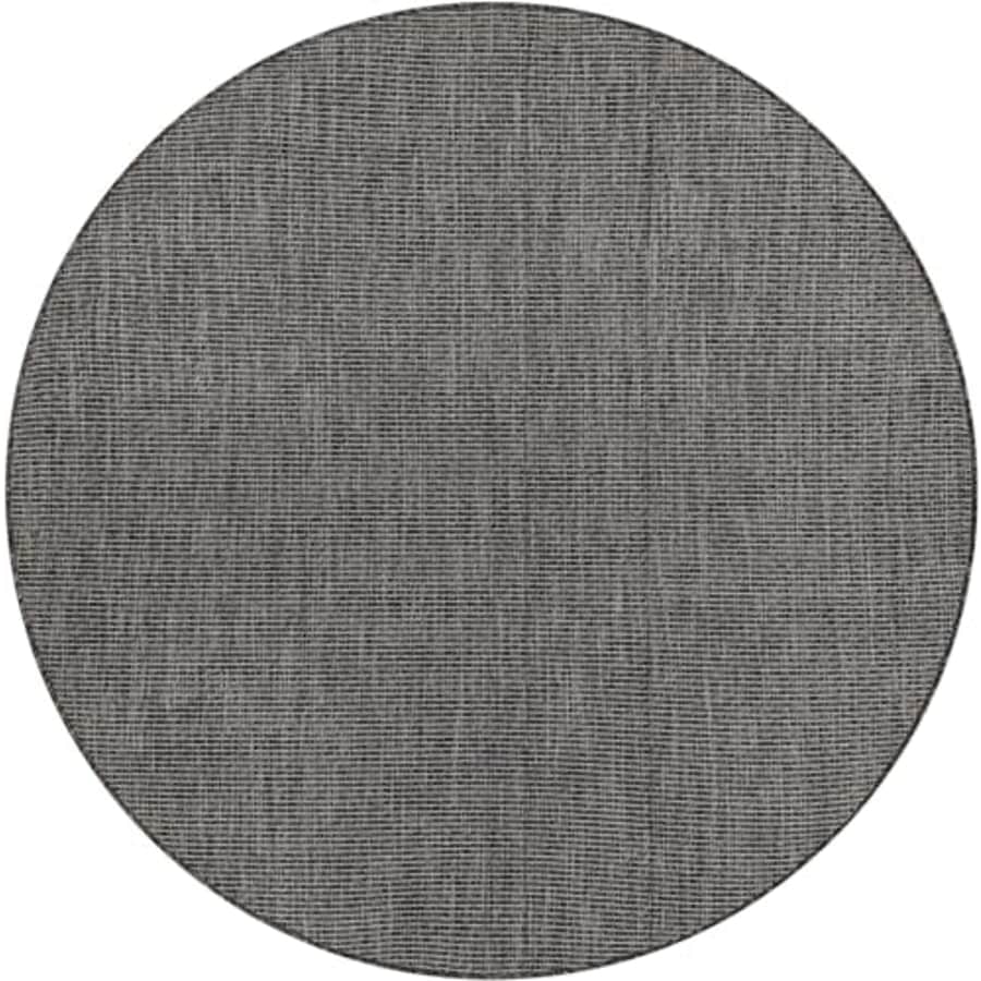 Unique Loom Outdoor Solid Collection Area Rug (5' 3" Round Black/Ivory) for $40 Unique Loom Outdoor Solid Collection Area Rug (5' 3" Round Black/Ivory) for $40