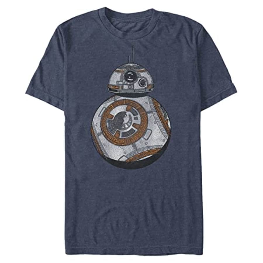 STAR WARS Big & Tall Force Awakens Zen BB8 Men's Tops Short Sleeve Tee Shirt, Navy Blue Heather, for $9