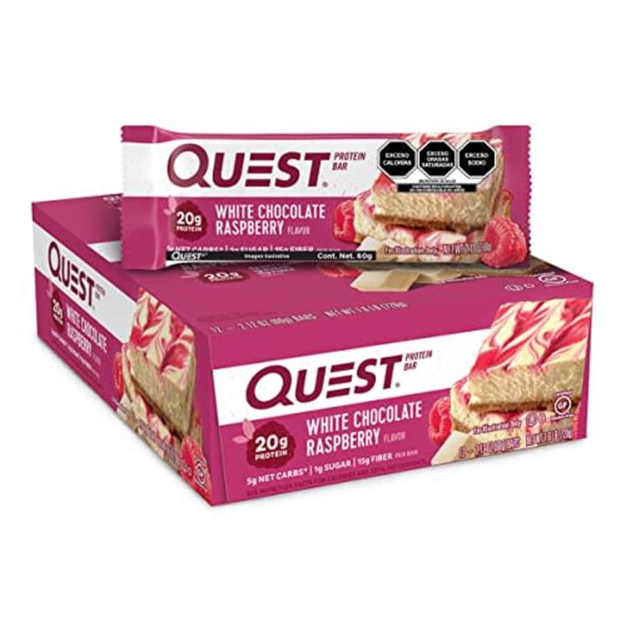 Quest Nutrition Protein Bar, White Chocolate Raspberry, 2.12 Ounce, 12 Count for $38