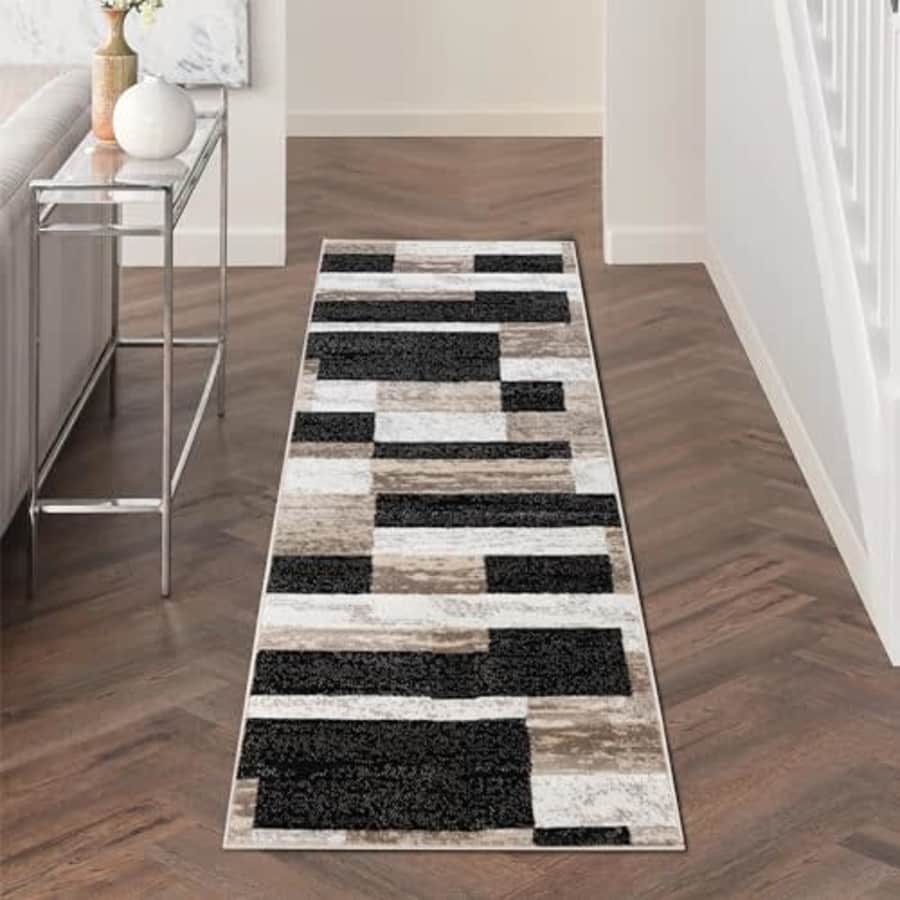 Superior Indoor Runner Rug, Jute Backed, Modern Geometric Patchwork Floor Decor for Bedroom, for $71 Superior Indoor Runner Rug, Jute Backed, Modern Geometric Patchwork Floor Decor for Bedroom, for $71