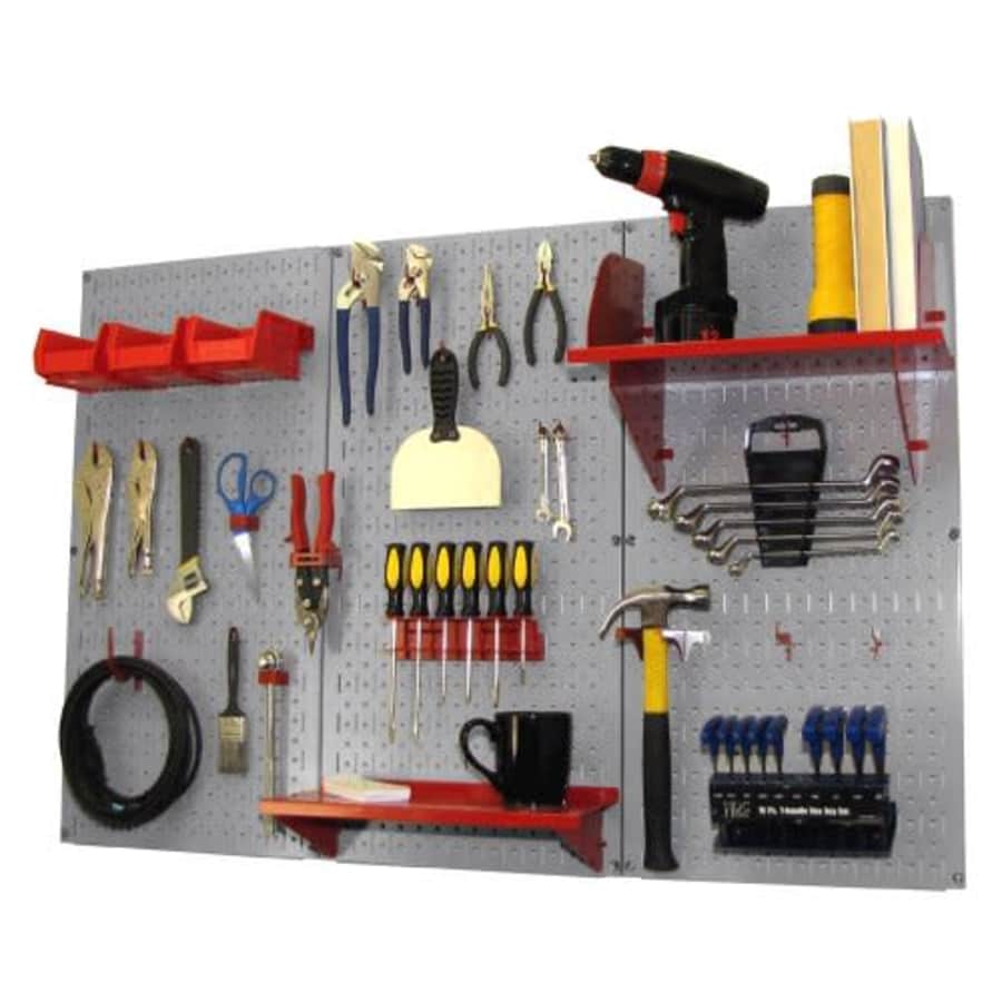 Pegboard Organizer Wall Control 4 ft. Metal Pegboard Standard Tool Storage Kit with Gray Toolboard for $154