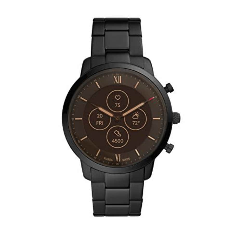 Fossil Men's Neutra Stainless Steel Hybrid HR Smartwatch, Color: Black (Model: FTW7027) for $157 Fossil Men's Neutra Stainless Steel Hybrid HR Smartwatch, Color: Black (Model: FTW7027) for $157