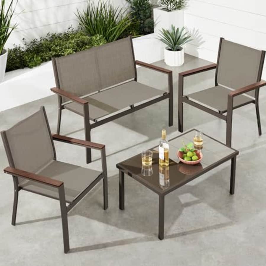Best Choice Products 4-Piece Outdoor Textilene Patio Conversation Set, Backyard Furniture for $150