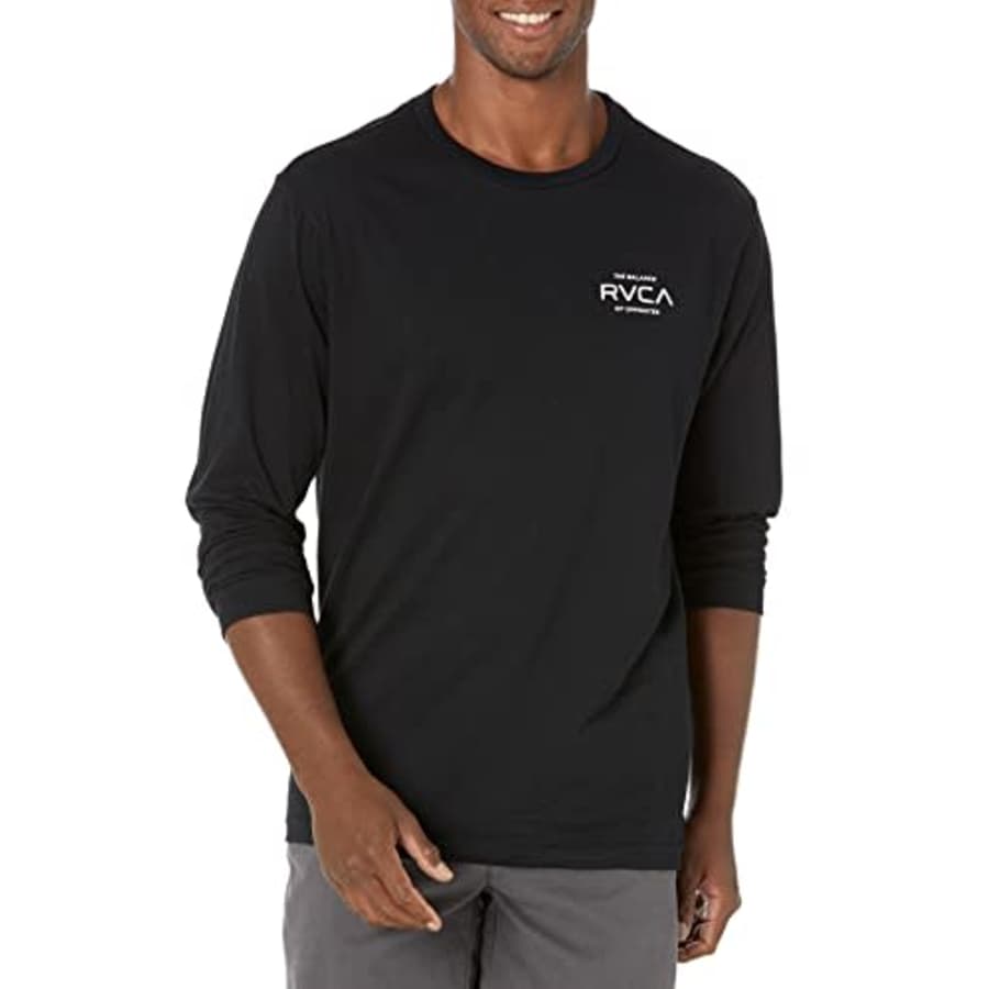 RVCA Men's Graphic Long Sleeve Crew Neck Tee Shirt, Mold Ls/Tawny Port, Small for $30