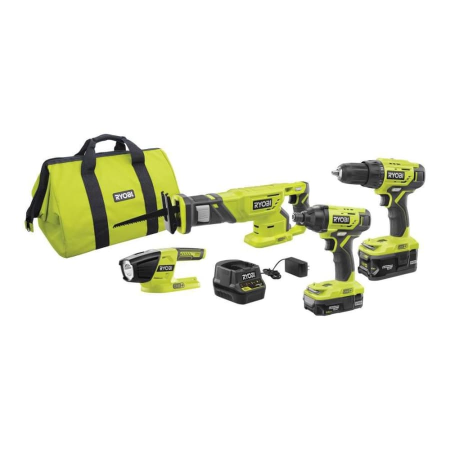 Ryobi 18V One+ Li-Ion Cordless 4-Tool Combo Kit w/ 2 Batteries & Charger for $129 Ryobi 18V One+ Li-Ion Cordless 4-Tool Combo Kit w/ 2 Batteries & Charger for $129