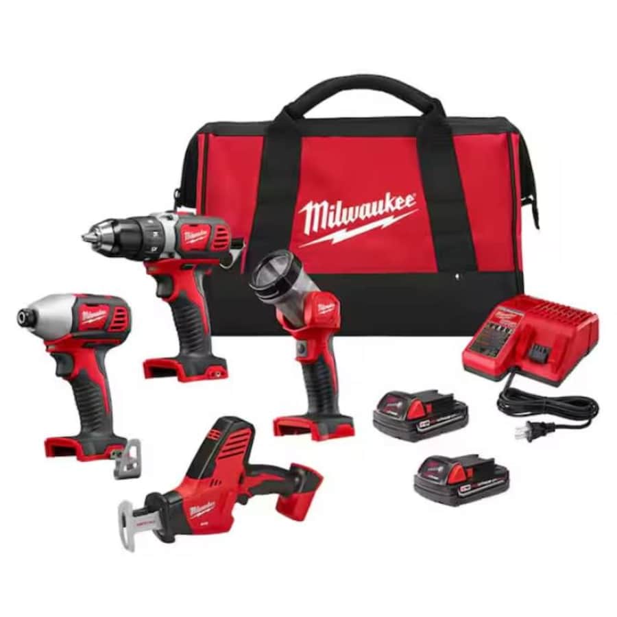 Milwaukee M18 18V Lithium-Ion Cordless 4-Tool Combo Kit w/ 2 Batteries for $229