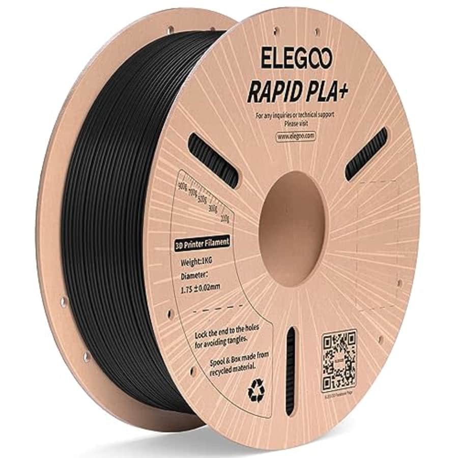 ELEGOO High Speed PLA+ Filament 1.75mm Black 1KG, Rapid PLA Plus 3D Printer Filament Tough and High for $15 ELEGOO High Speed PLA+ Filament 1.75mm Black 1KG, Rapid PLA Plus 3D Printer Filament Tough and High for $15