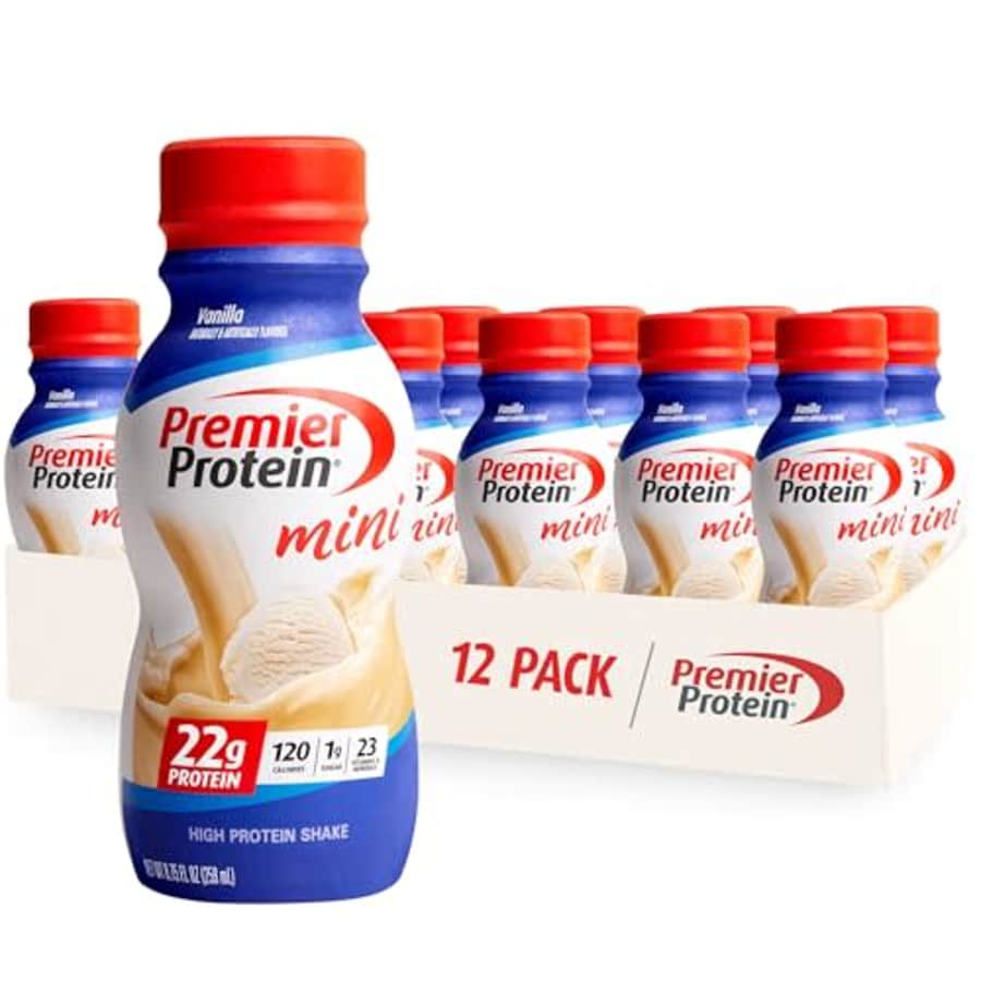 Premier Protein Shake MINIs, Vanilla, 22g Protein, 120 Calories, 1g Sugar, 8.75fl oz, Pack of 12 for $27