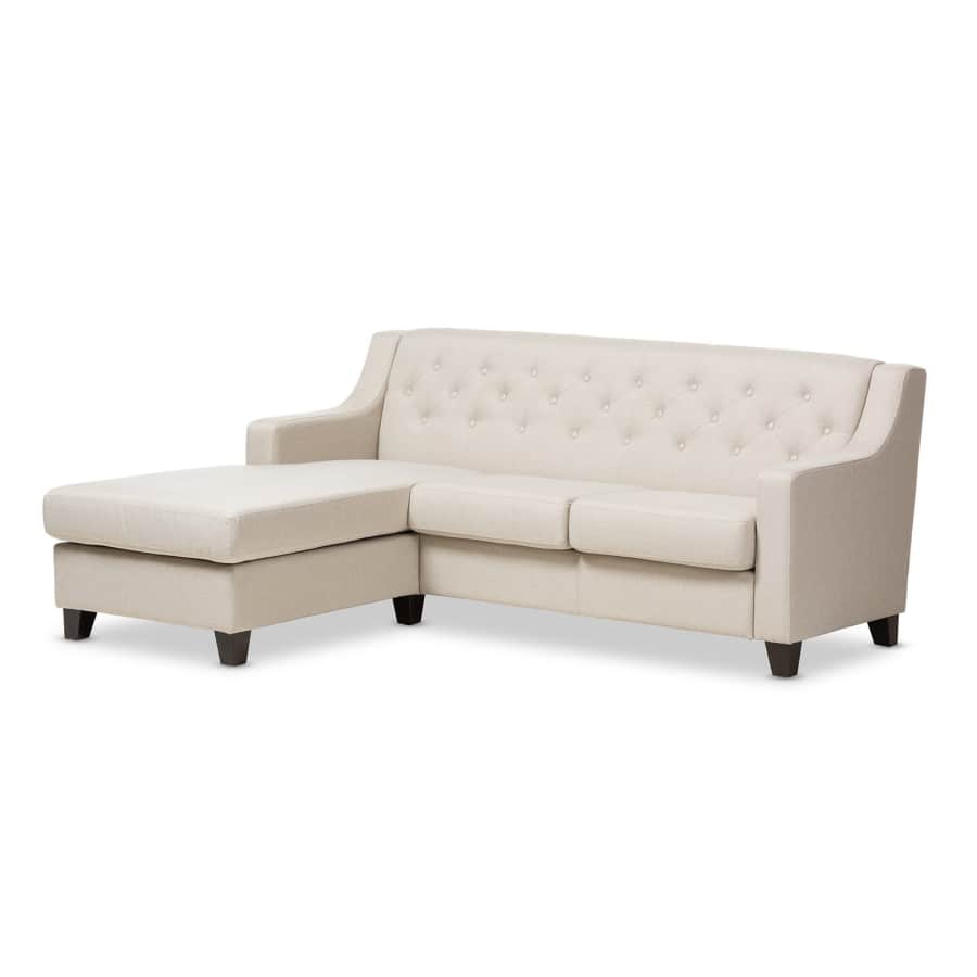 Baxton Studio Arcadia Button-Tufted 2-Piece Sectional Sofa for $545