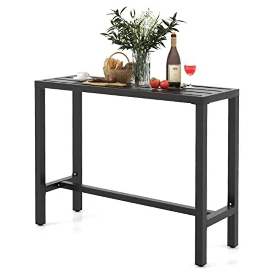 COSTWAY Outdoor Bar Table 48-inch Wide, Narrow Counter Height Dining Table with Waterproof Top and for $150