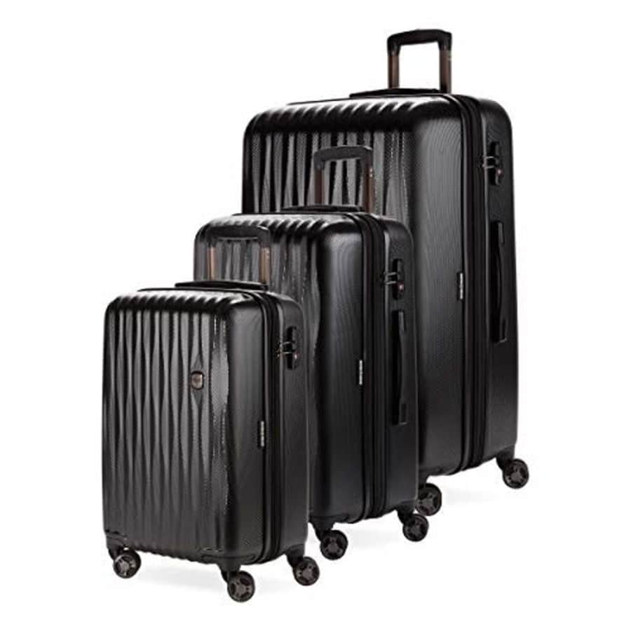 SwissGear 7272 Energie Expandable Hardside Luggage with Spinner Wheels and TSA Lock, Black, 3-Piece for $428