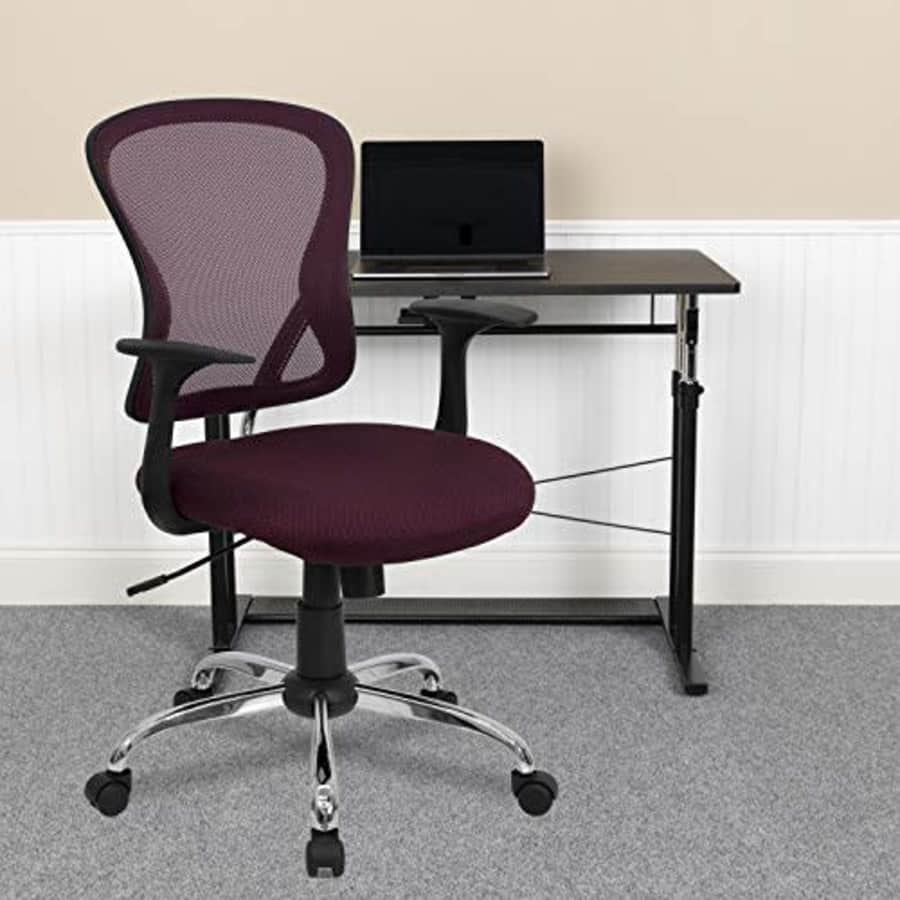 Flash Furniture Mid-Back Burgundy Mesh Swivel Task Office Chair with Chrome Base and Arms for $195