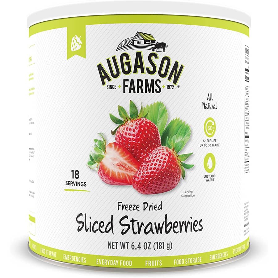 Augason Freeze Dried Sliced Strawberries 6.4-oz. Can for $23
