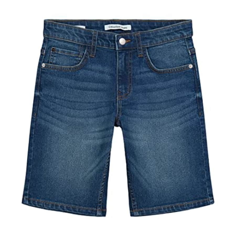 Calvin Klein Boys' Big Stretch Denim Short, Mid Blue Houston 22, 12 for $19