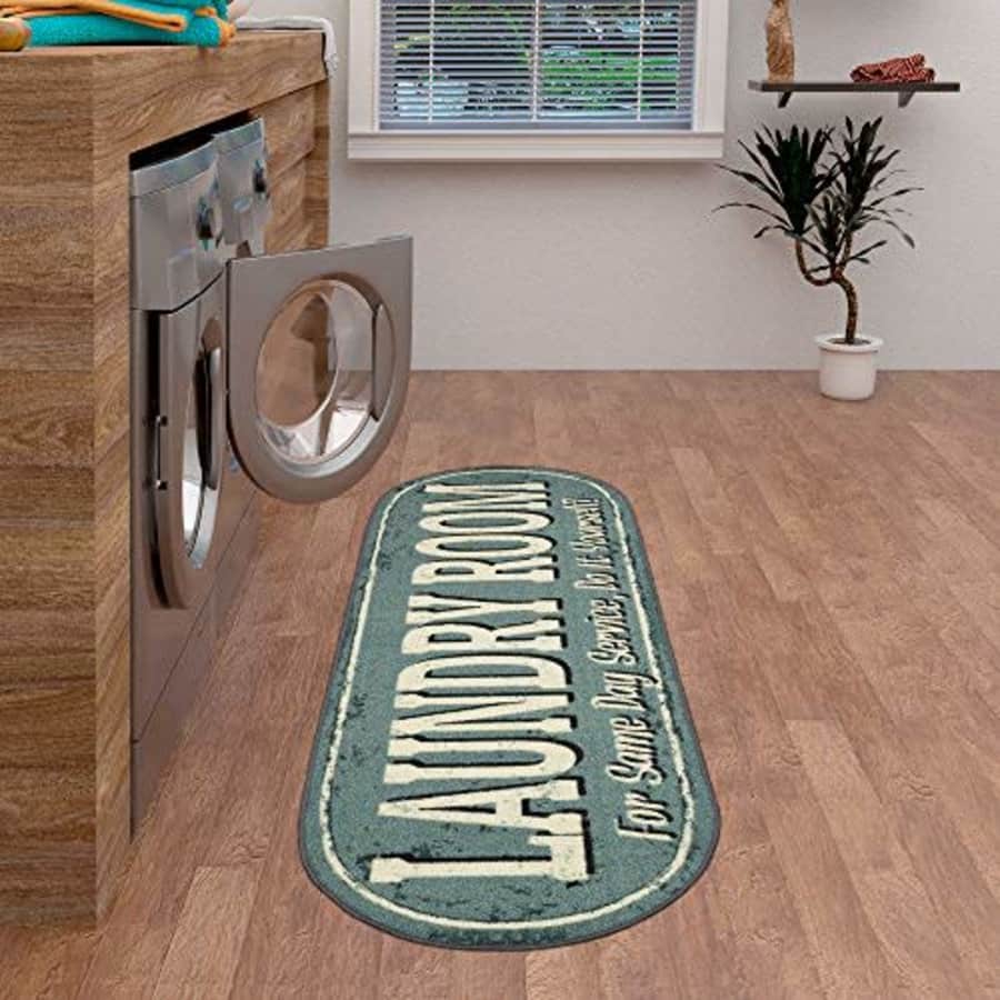 Ottomanson Laundry Collection Area Rug, 20"X59" Oval, Grayish Blue Design for $15 Ottomanson Laundry Collection Area Rug, 20"X59" Oval, Grayish Blue Design for $15