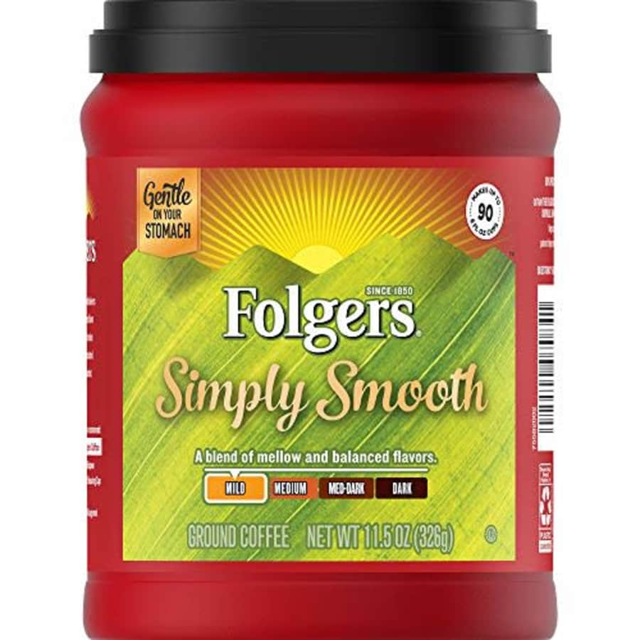 Folgers Simply Smooth Mild Roast Ground Coffee, 11.5 Ounces (Pack of 6) for $18
