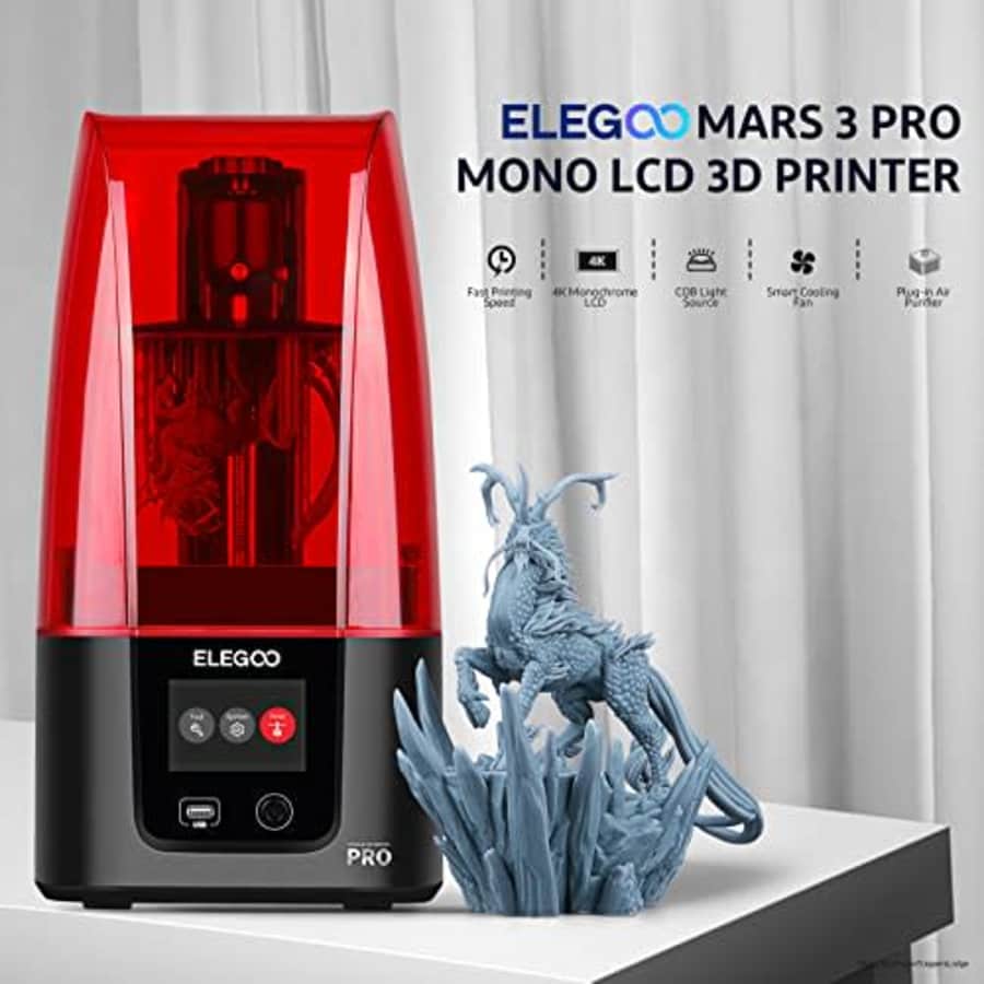 ELEGOO Resin 3D Printer, Mars 3 Pro MSLA 3D Printer with 6.6-Inch Ultra 4K Monochrome LCD, Print for $212