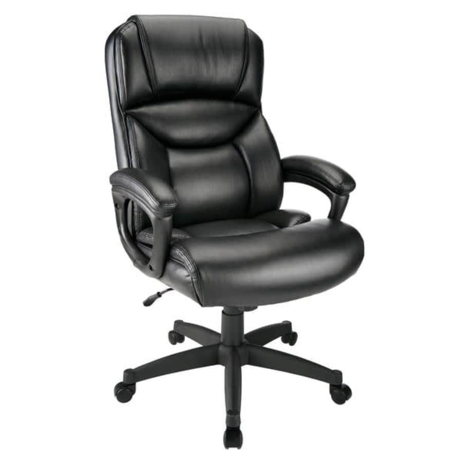 Realspace Fennington Bonded Leather High-Back Chair for $100 Realspace Fennington Bonded Leather High-Back Chair for $100