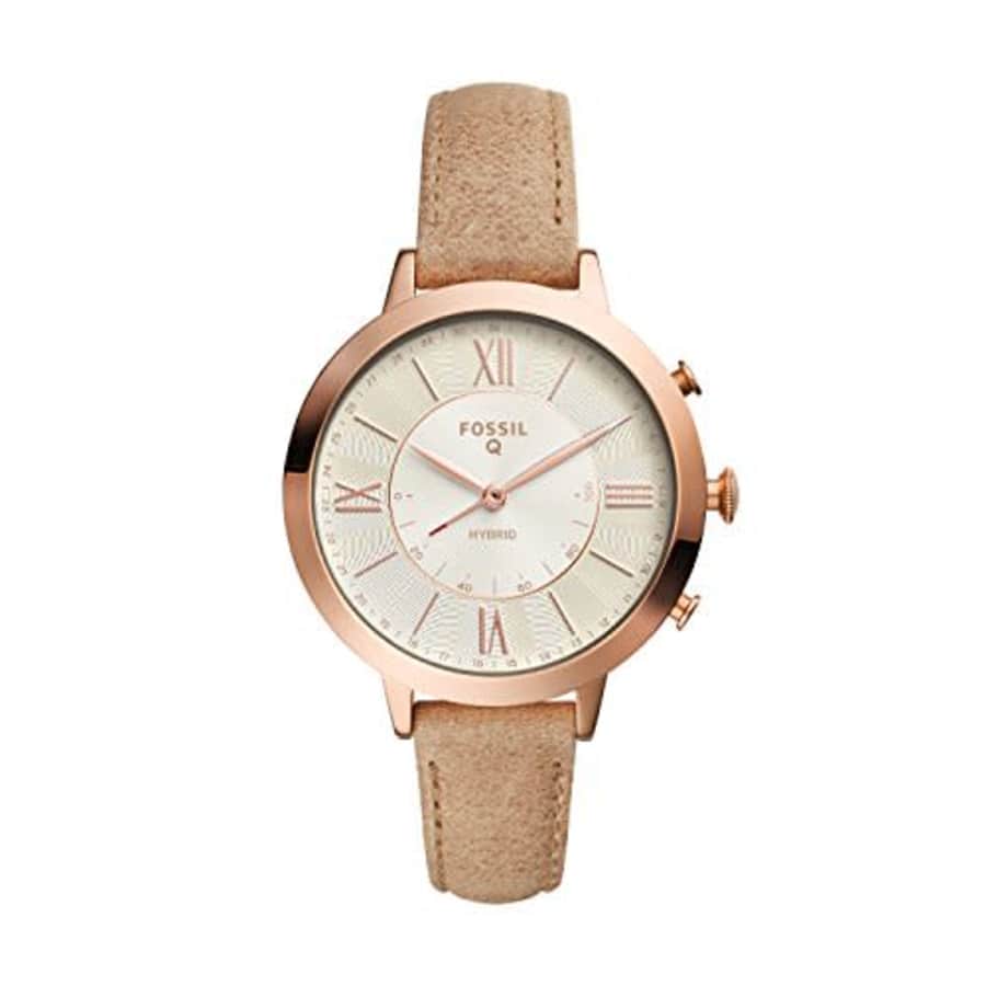Fossil Q Women's Jacqueline Stainless Steel and Leather Hybrid Smartwatch, Color: Rose Gold-Tone, for $151