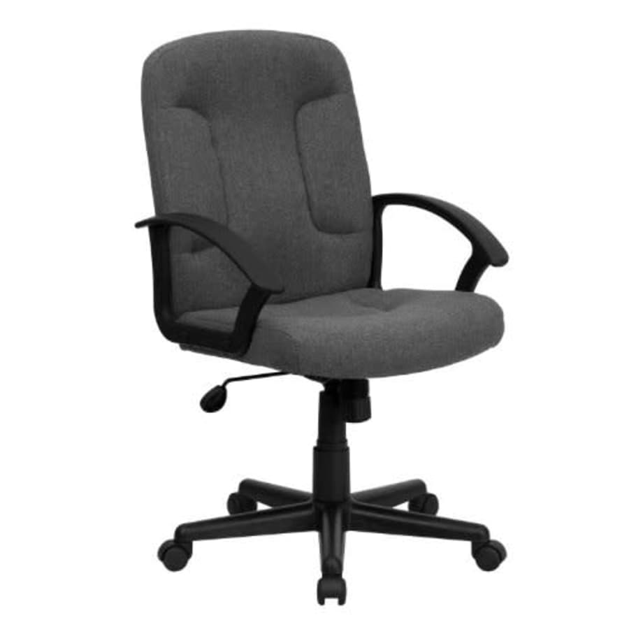 Flash Furniture Mid-Back Gray Fabric Executive Swivel Office Chair with Nylon Arms for $84 Flash Furniture Mid-Back Gray Fabric Executive Swivel Office Chair with Nylon Arms for $84