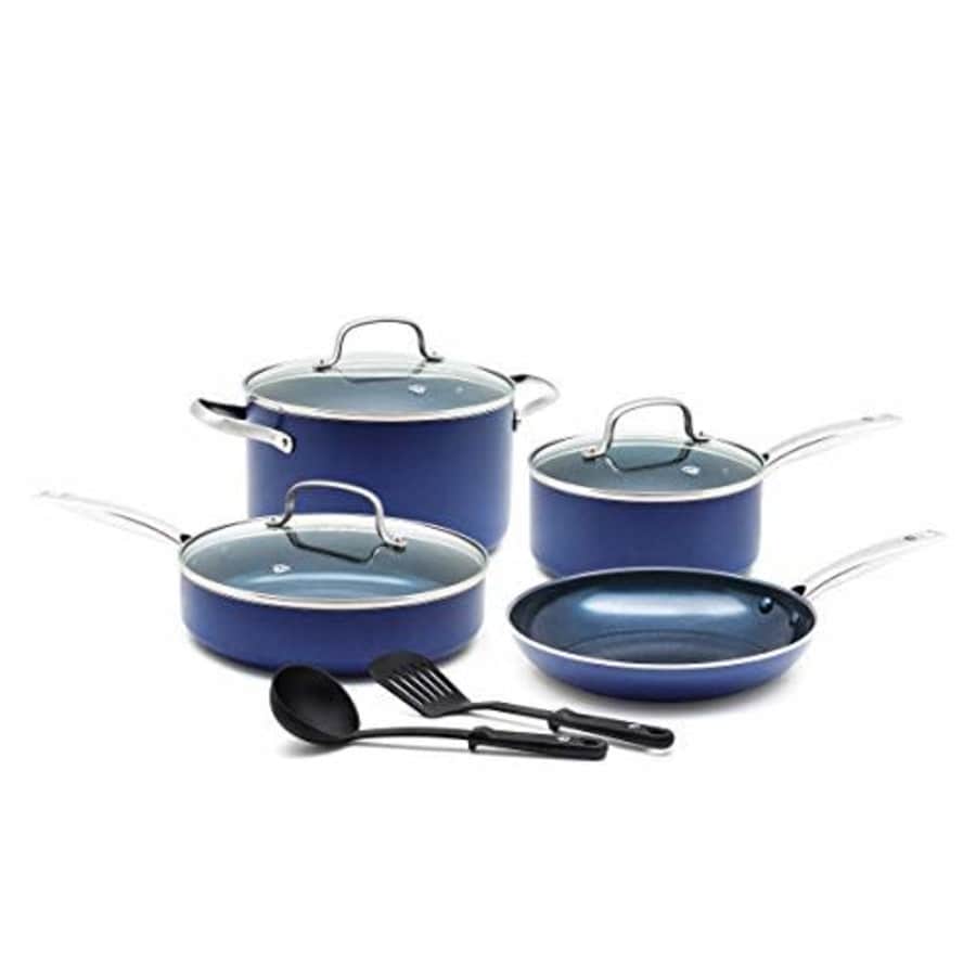 Blue Diamond Cookware Diamond Infused Ceramic Nonstick 9 Piece Cookware Pots and Pans Set, for $88