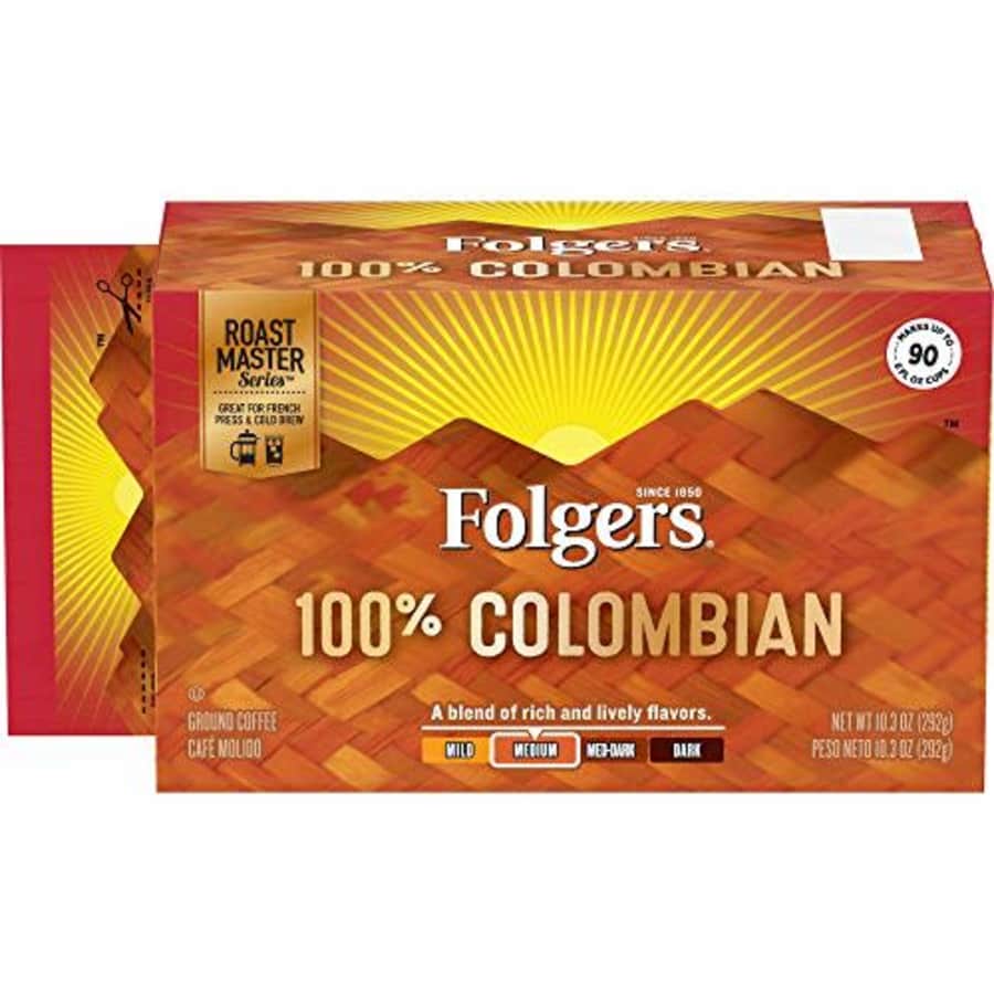Folgers 100% Colombian Medium Roast Ground Coffee Brick, 10.3 Ounces (Pack of 12) for $110