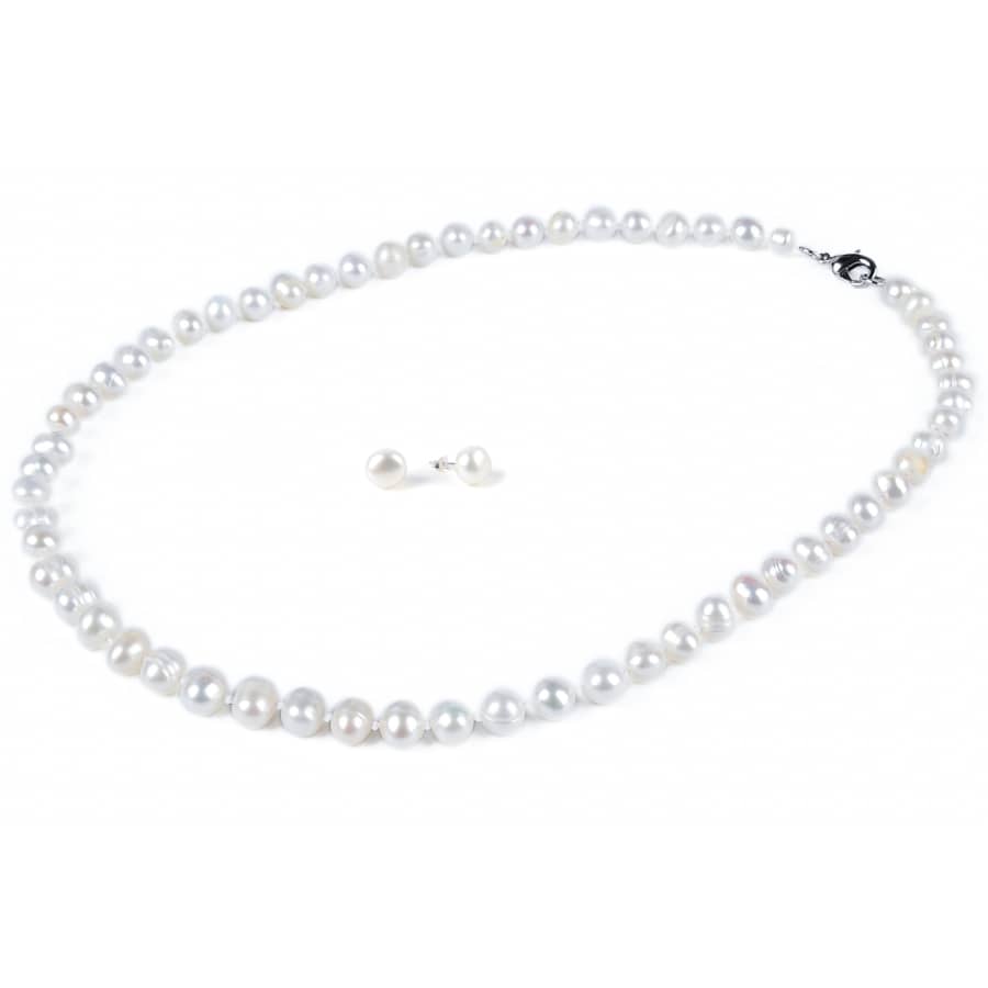 Win Pearl 7mm Freshwater Pearl Necklace and Earring Set for $12