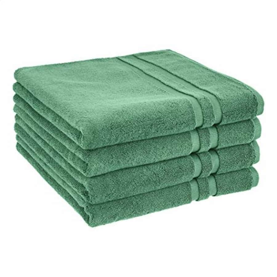 Amazon Basics GOTS Certified Organic Cotton Bath Towel - 4-Pack, Malachite Green for $43