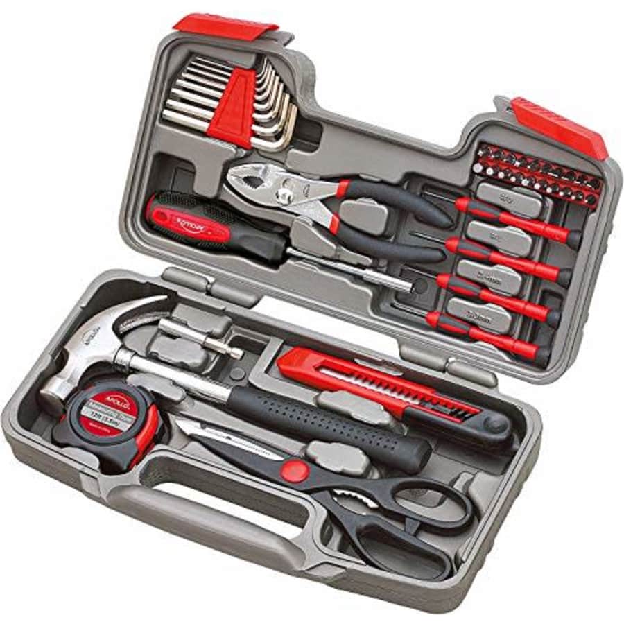Apollo Tools DT9706 Original 39 Piece General Repair Hand Tool Set with Tool Box Storage Case, for $31