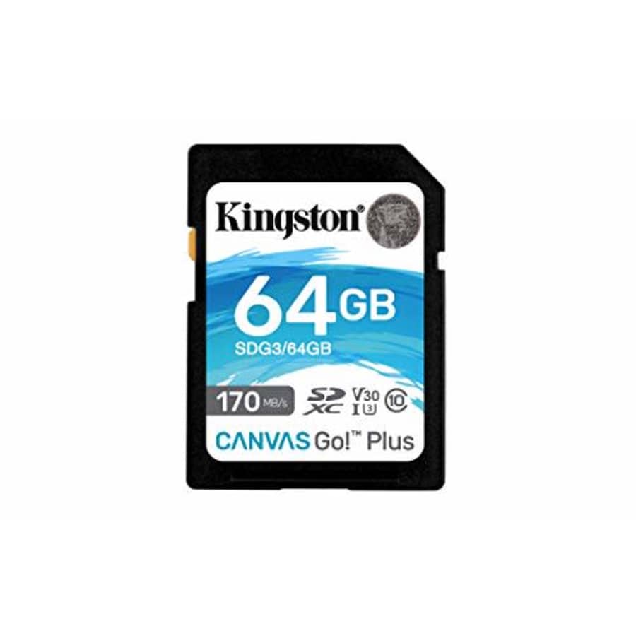 Kingston 64GB SDXC Canvas Go Plus 170MB/s Read UHS-I, C10, U3, V30 Memory Card (SDG3/64GB), Canves for $15