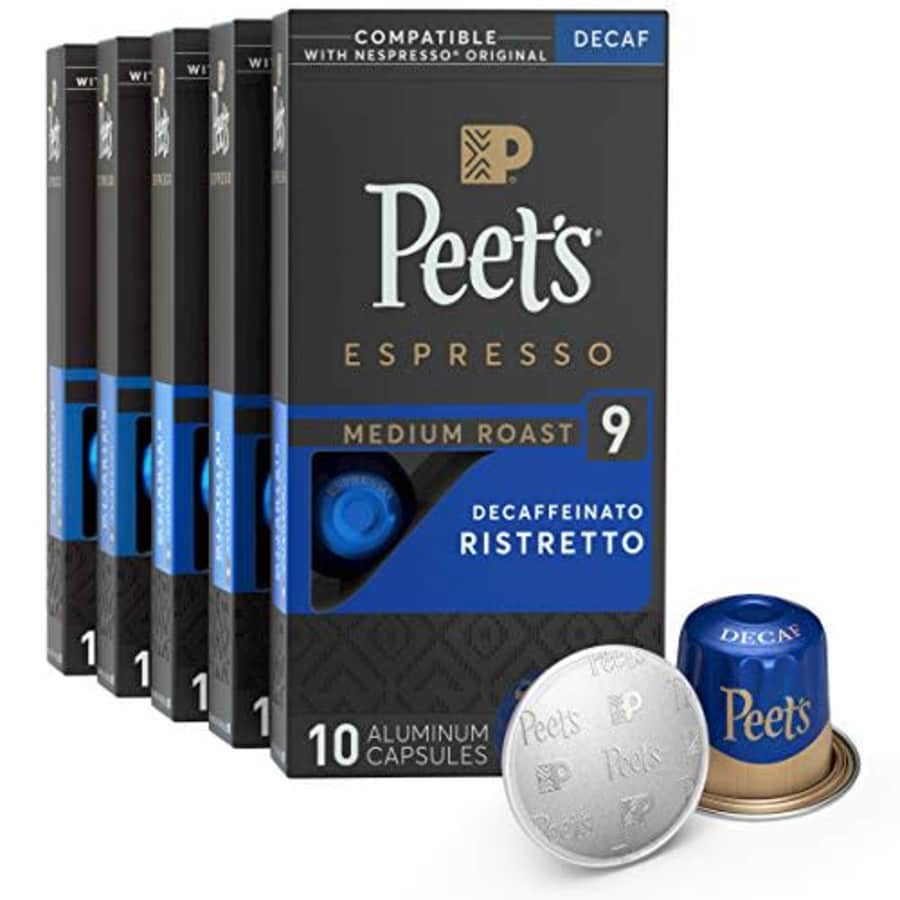 Peet's Coffee Espresso Capsules Decaffeinato Ristretto Intensity 9, 50 Count Single Cup Coffee Pods for $34