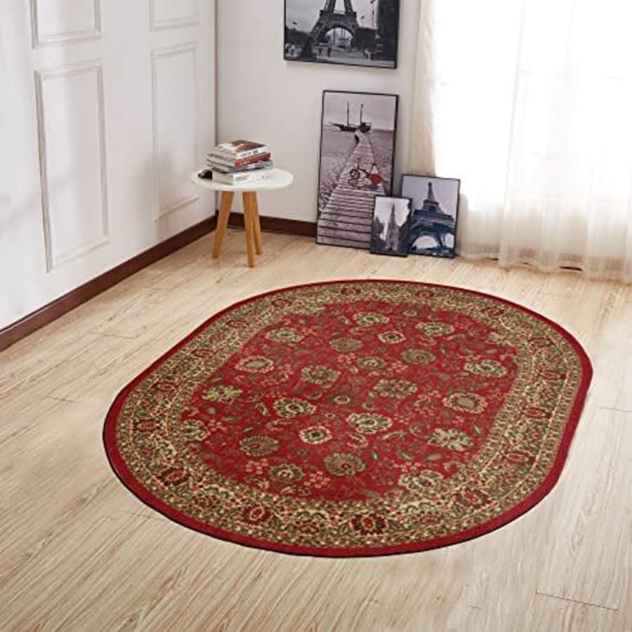 Ottomanson Collection Traditional Oriental Design Non-Slip Area Rug, 5' X 6'6" Oval, Red Persian for $42 Ottomanson Collection Traditional Oriental Design Non-Slip Area Rug, 5' X 6'6" Oval, Red Persian for $42