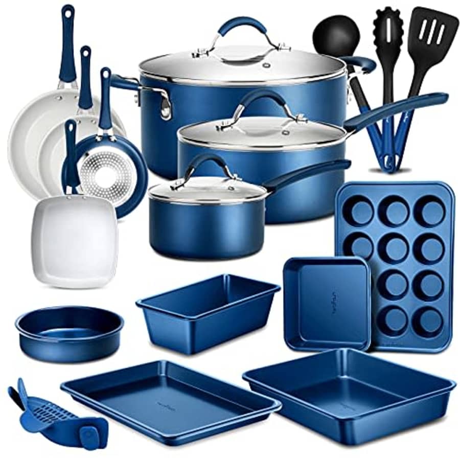 NutriChef Kitchenware Pots & Pans High-Qualified Basic Kitchen Cookware, Non-Stick (20-Piece Set), for $168
