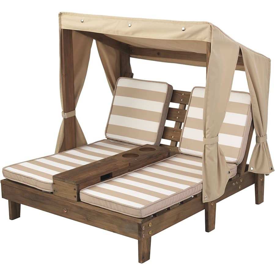 KidKraft Kids' Outdoor Wooden Double Chaise Lounger with Cup Holder for $64