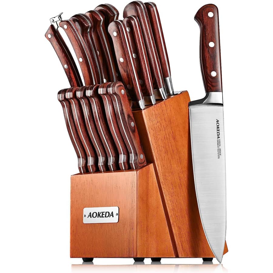 15-Piece Kitchen Knife Set with Block for $60