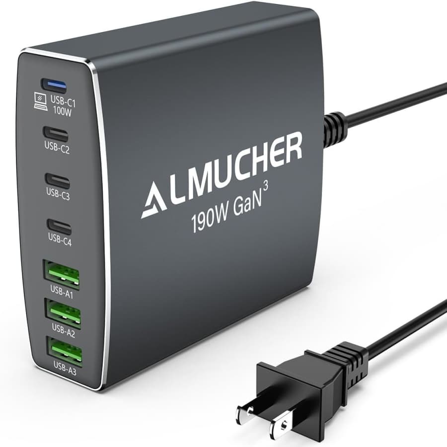 7-Port 190W USB-C Charging Station for $18