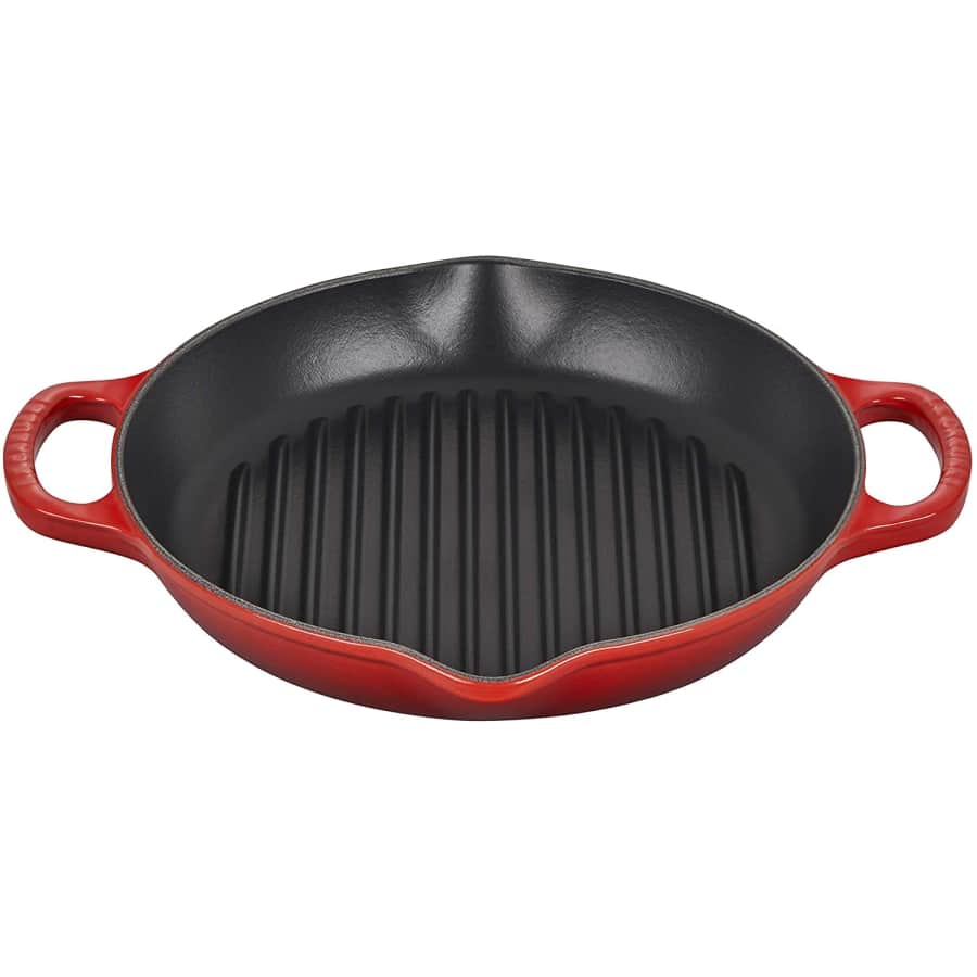 Le Creuset 9.75" Enameled Cast Iron Signature Deep Round Grill for $160