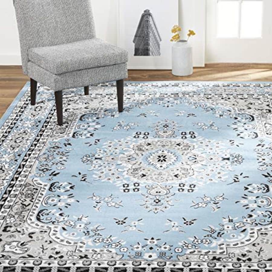 Home Dynamix Premium Sakarya Traditional Oriental Area Rug 3'7"x5'2" Light Blue/Ivory for $23