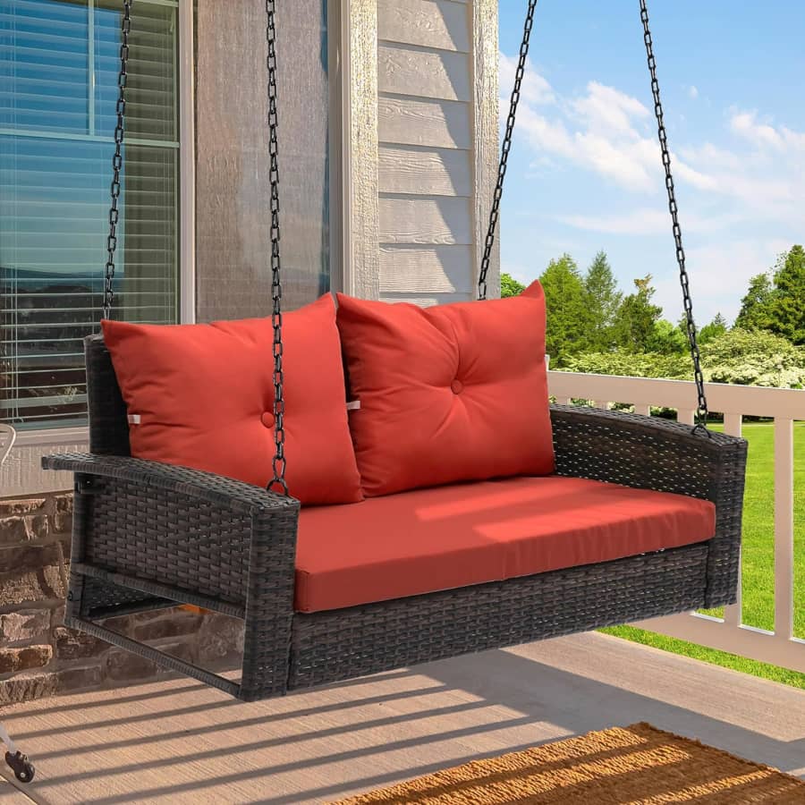 Rattan Hanging Porch Swing for $78 Rattan Hanging Porch Swing for $78