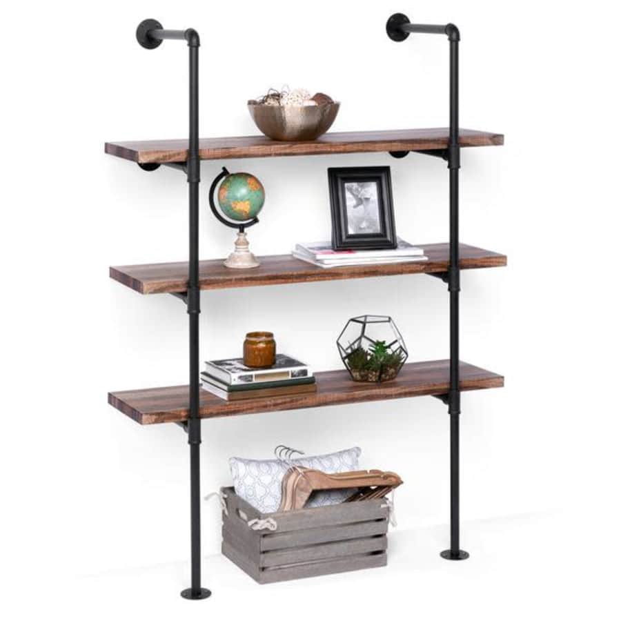 4-Tier Industrial Wall-Mounted Iron Pipe Bracket DIY Bookshelf Frame for $55