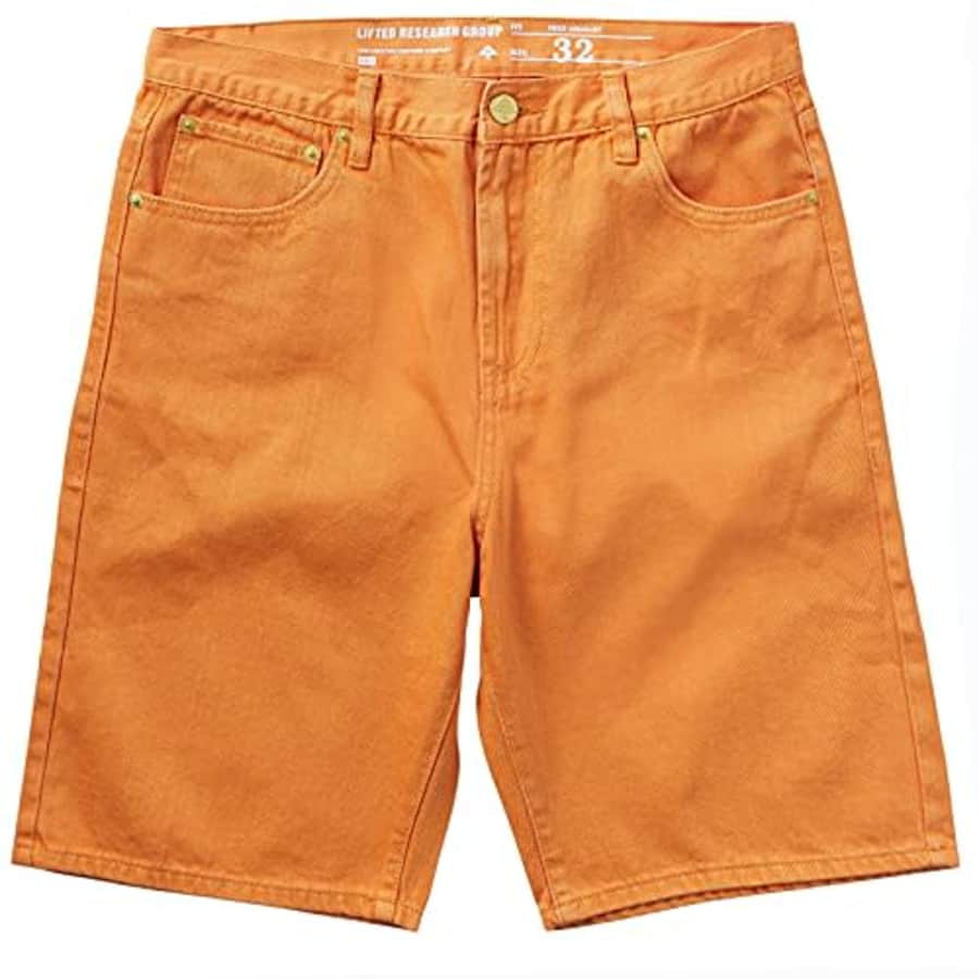 LRG Lifted Research Group Men's Denim-Cargo-Sport Shorts, Orange, 38 for $50