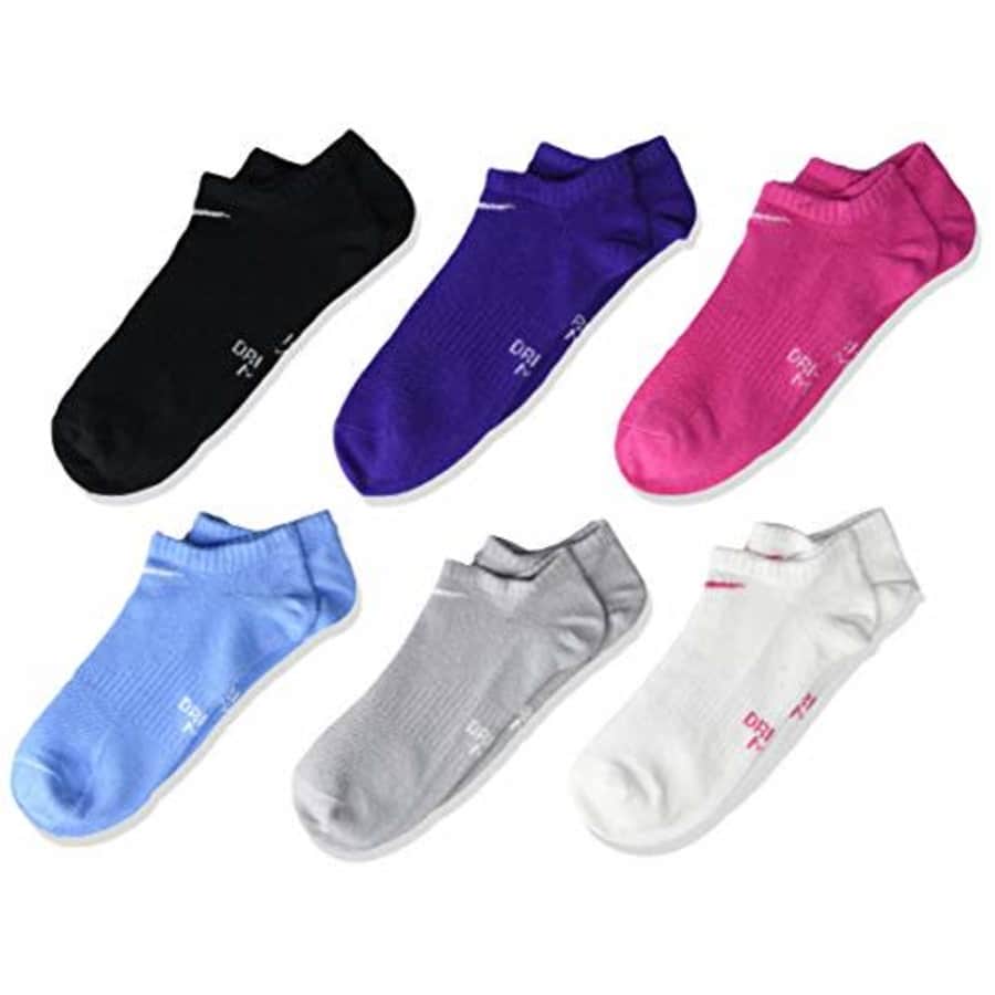 Nike Kids' Everyday Lightweight No-Show Socks (6 Pairs), Purple/Blue/Pink, Small for $16