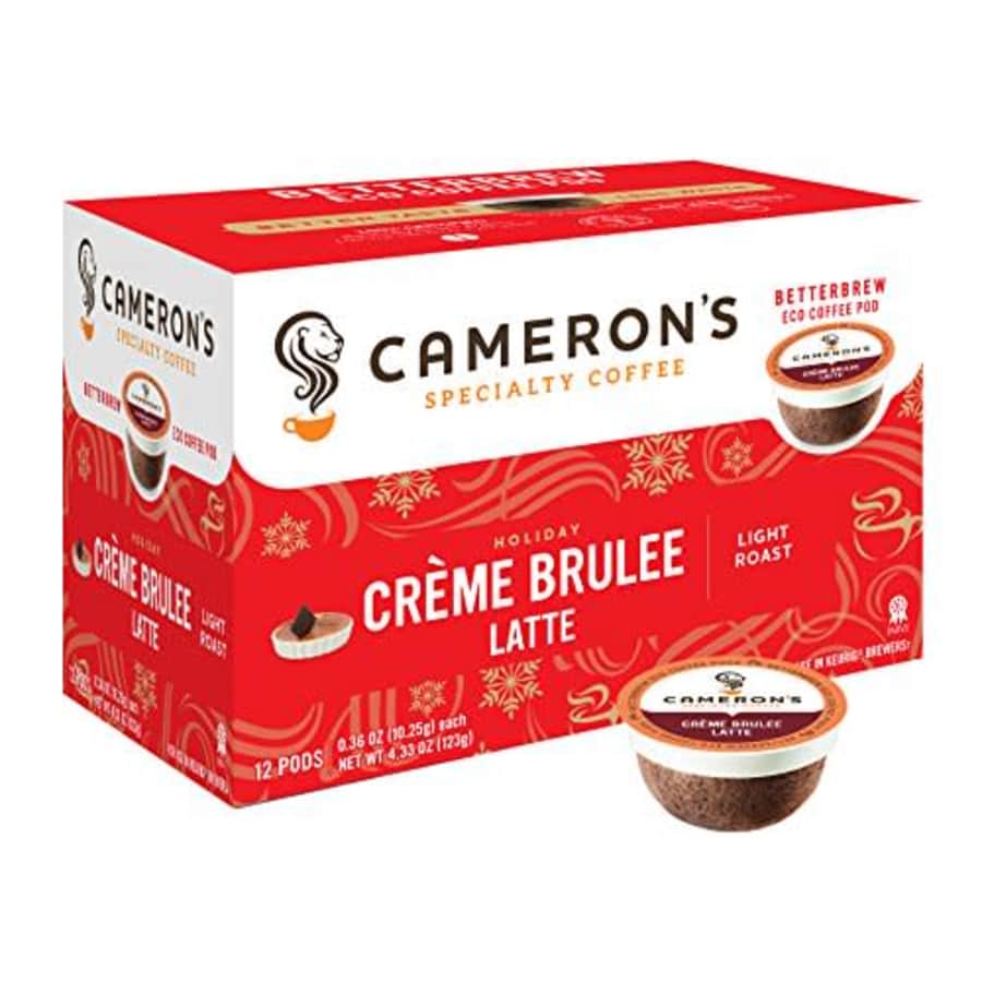 Cameron's Coffee Holiday Single Serve Pods, Flavored, Crme Brulee Latte, 12 Count (Pack of 1) for $10 Cameron's Coffee Holiday Single Serve Pods, Flavored, Crme Brulee Latte, 12 Count (Pack of 1) for $10