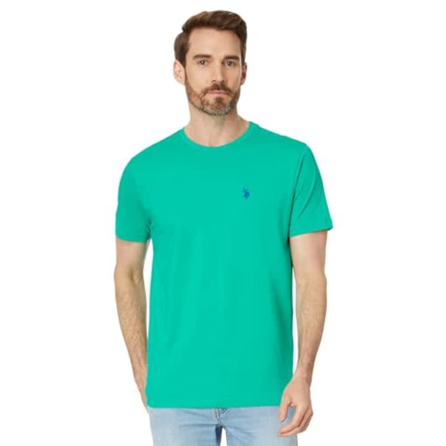 U.S. POLO ASSN. Men's Crew Neck Small Pony T-Shirt, Emerald Circus for $13