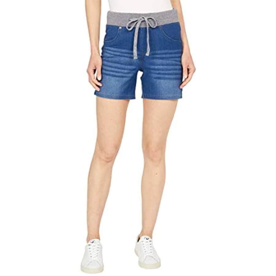 HUE Women's Sweatshirt Denim Shorts, Medium Wash, M for $27