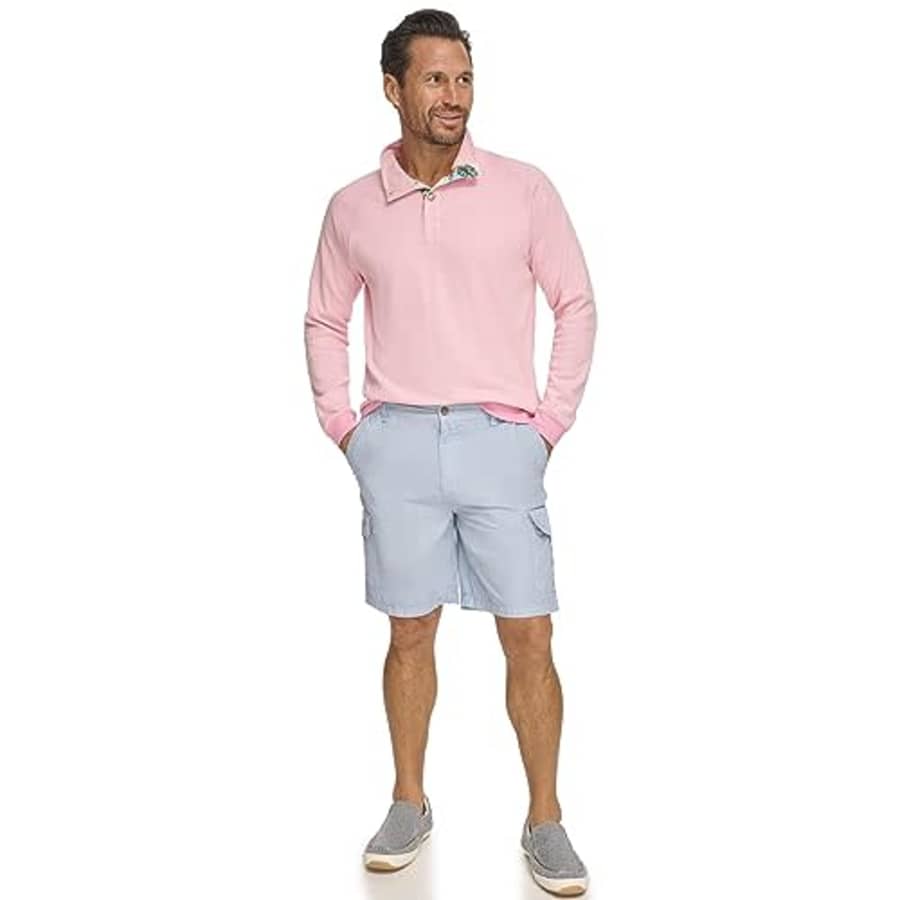 Margaritaville Margaritaville Men's Sun-Bleached Cargo, 100% Cotton Elastic Waistband Shorts, Blue Fog, 44 for $39